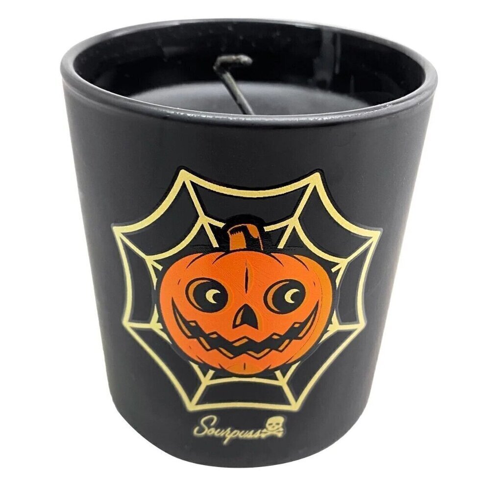 Sourpuss Halloween Soy Wax Black Goth Candle Pumpkin Sea Salt & Sage Scented 5oz